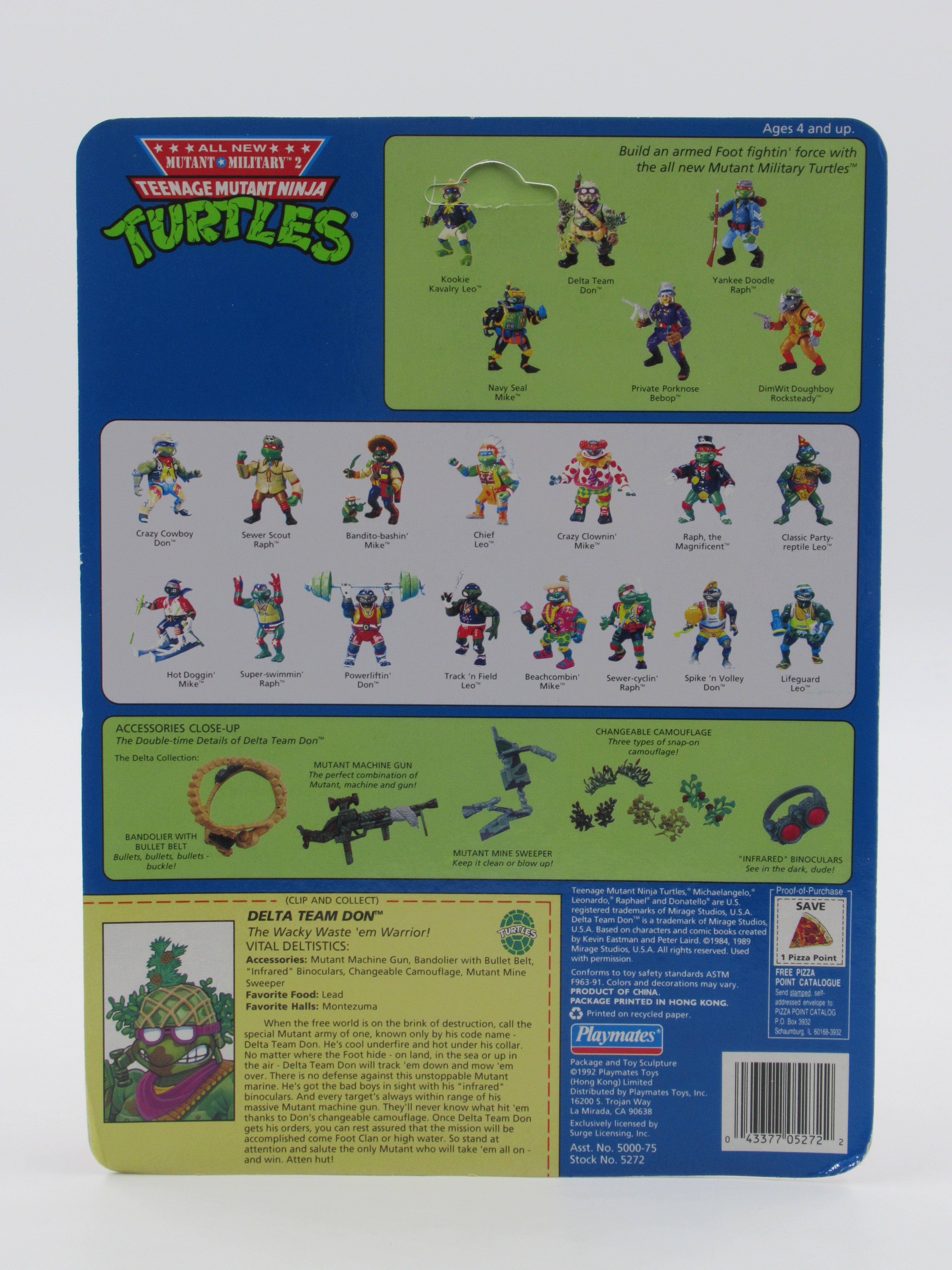 Teenage Mutant Ninja Turtles Delta Team Don Mutant Military II 4.5" Figure TMNTs - Playmates (1992)